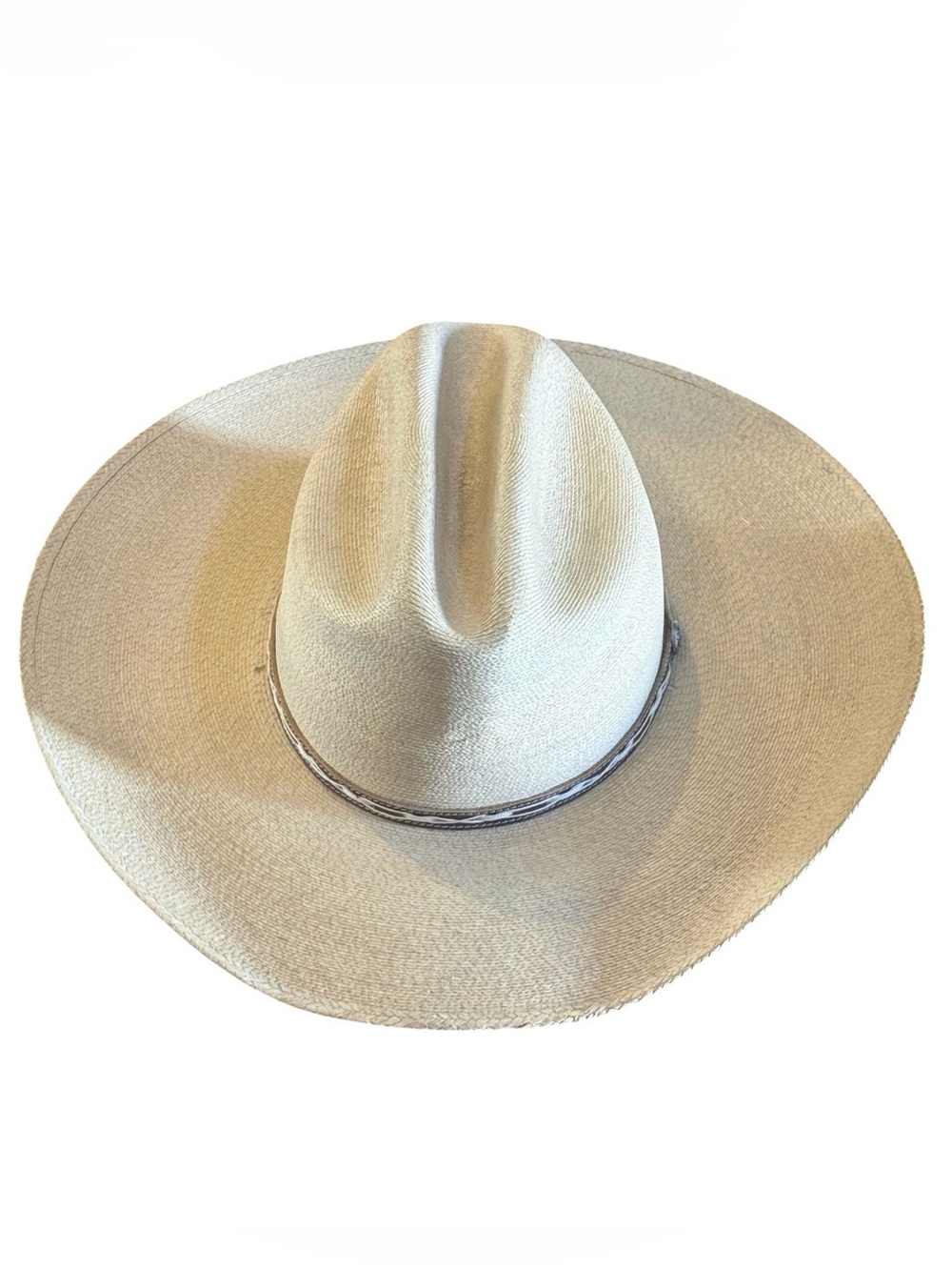 Kids Wide Brim Straw Hat in Cream with Braided Band